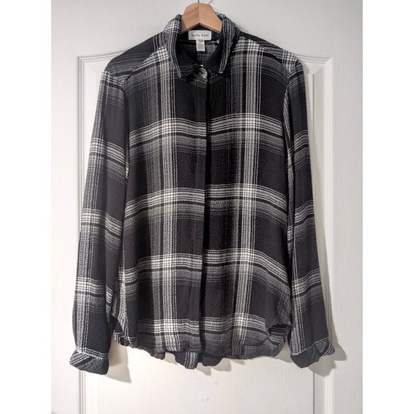 Bella Dahl | Clean Front Hipster Shirt In Black & White Plaid - Picture 1 of 10
